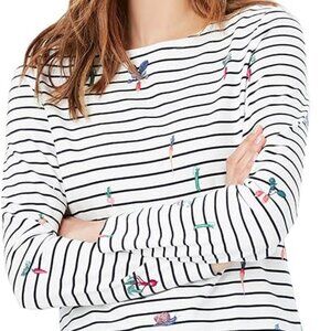 NEW NWT Joules Harbour PrintUS 2 Navy White Stripe Vegetables Long Sleeve Top 🥰
